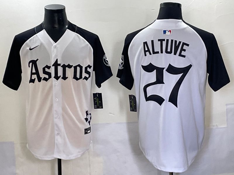 Men 2025 Houston Astros #27 Altuve White Black Five generations Joint Name Nike MLB Jersey style 1->houston astros->MLB Jersey